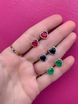 Heart Gemstone Diamond Studs