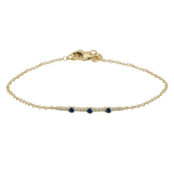 Blue Sapphire and Diamond Bar Bracelet