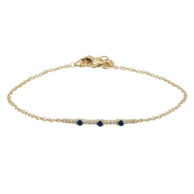 Blue Sapphire and Diamond Bar Bracelet