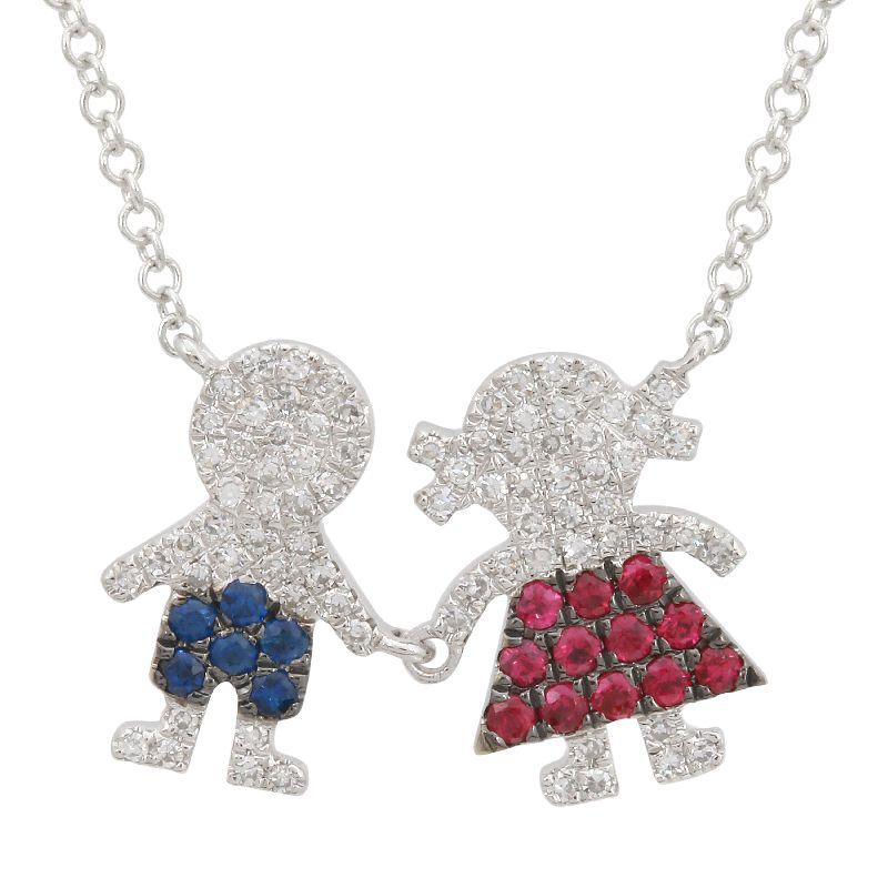 Boy and Girl Gemstone Necklace