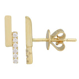 Double Stick Diamond & Gold Earrings