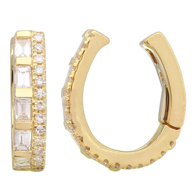 Baguette and Round Diamond Ear Cuff