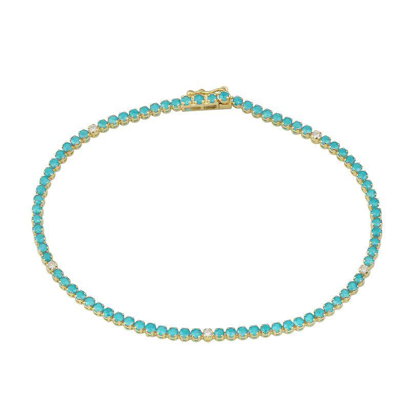 Mini Turquoise & Diamond Tennis Bracelet