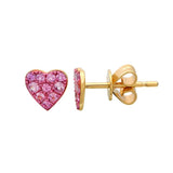 Color Rhodium Pave Heart Earrings/ Single