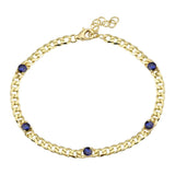 Five Gemstones Cuban Chain Bracelet