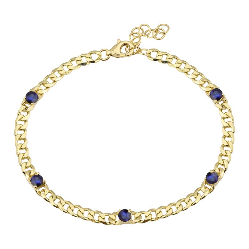 Five Gemstones Cuban Chain Bracelet