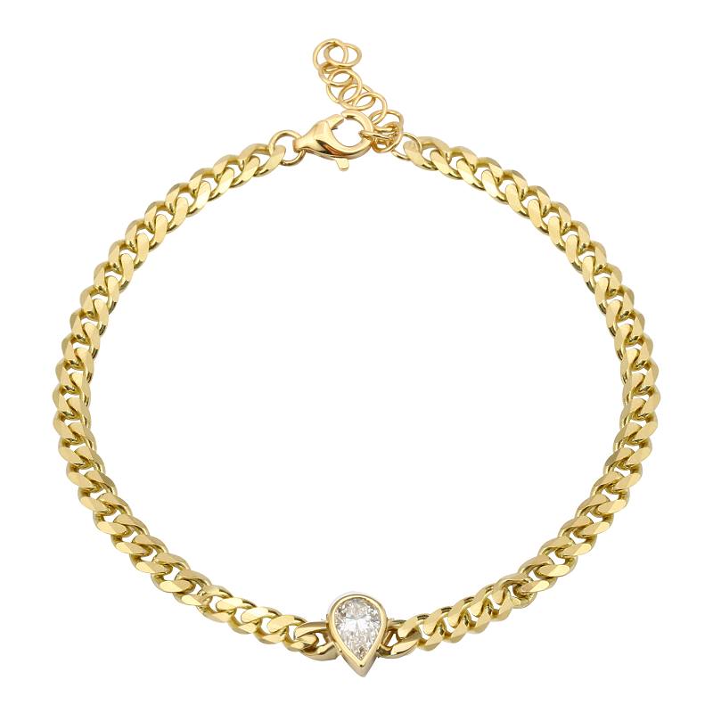 Pear Shape Diamond Chain Bracelet