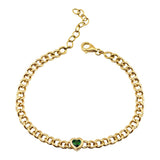 Gemstone Chain Heart Bracelet