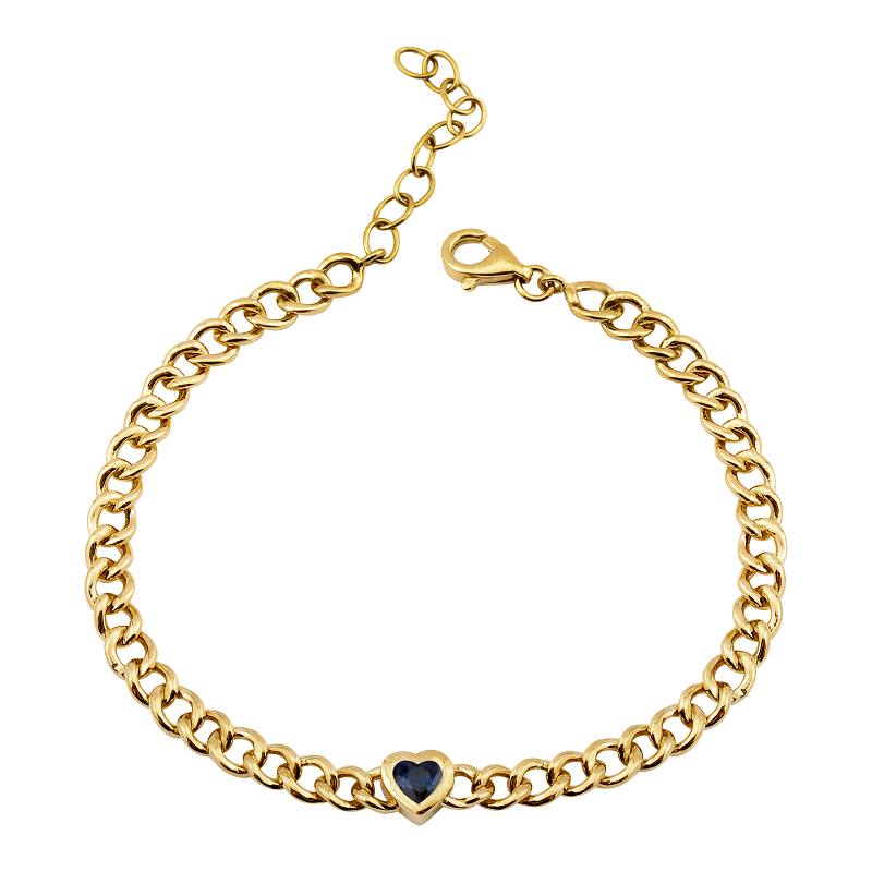 Gemstone Chain Heart Bracelet