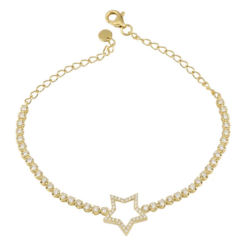 Gold Star & Diamond Tennis Bracelet