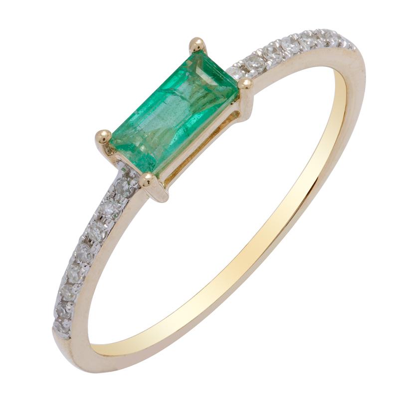 Emerald and Diamonds Stackable Ring