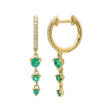 Gold Gemstone Dangling Huggie Earrings