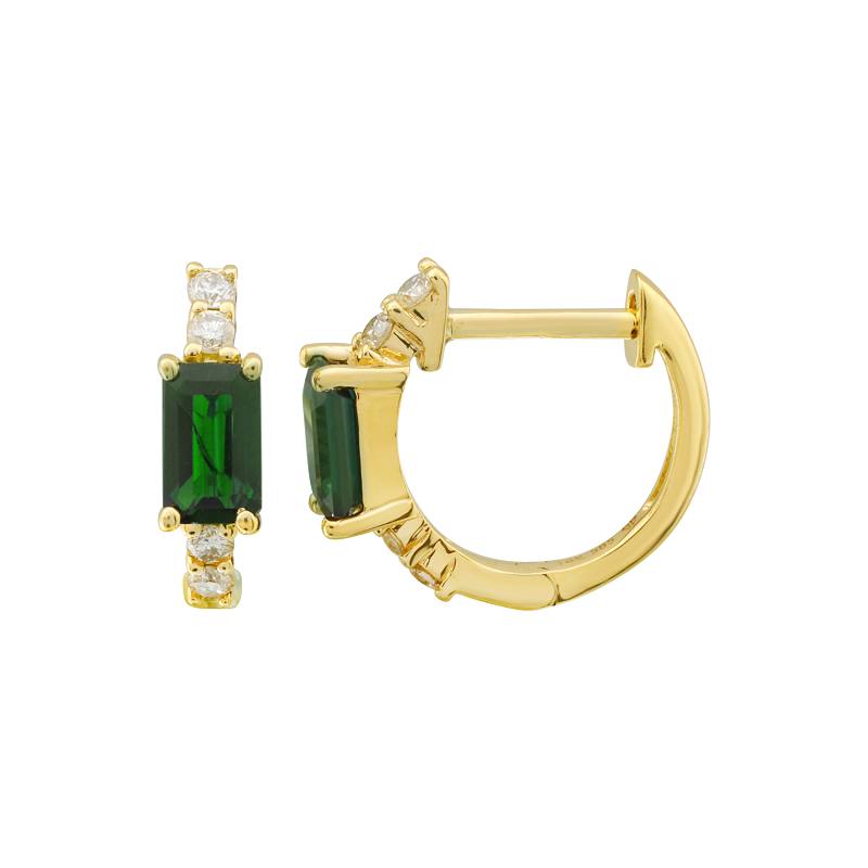 Emerald Cut Gemstone Diamond Huggie