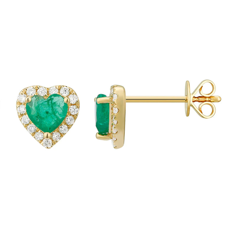 Gemstone Heart Diamond Outline Earrings