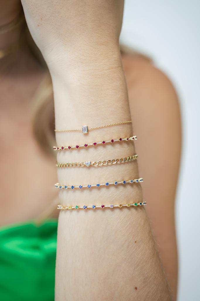 Diamond and Gemstones Segmented Tennis Bracelet