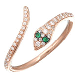Green Eyes Snake Diamond Ring