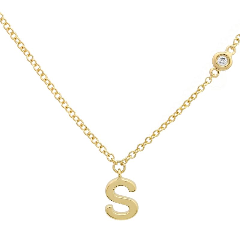 Gold Bezel Initial Necklace