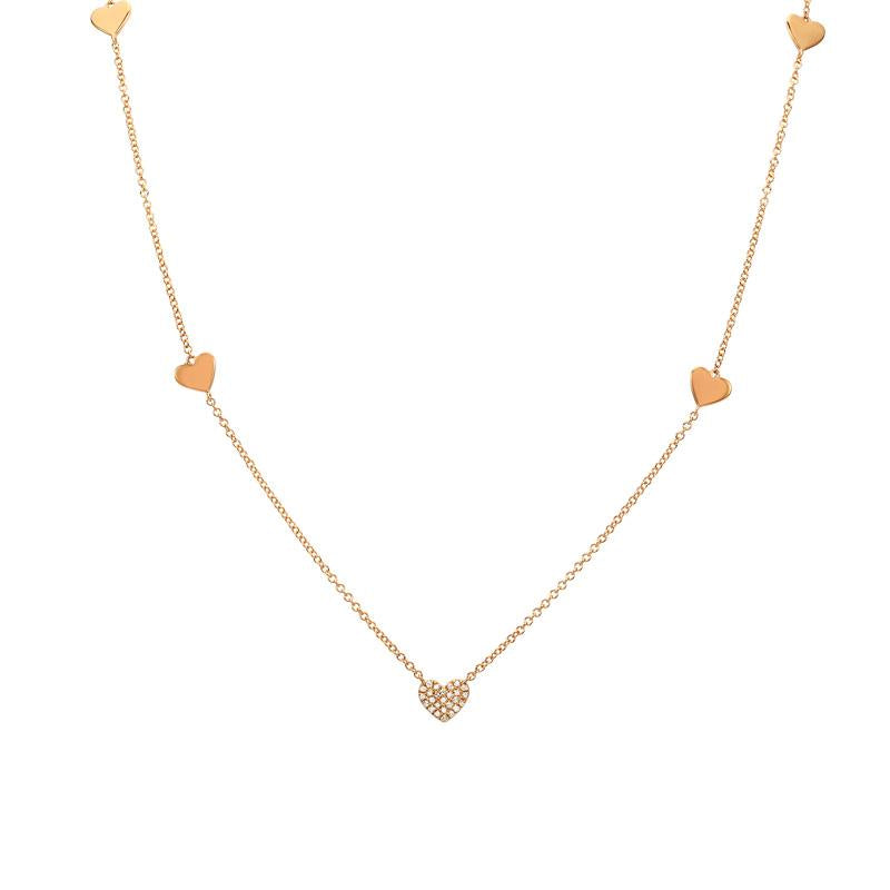 Gold and Diamond Hearts Necklace