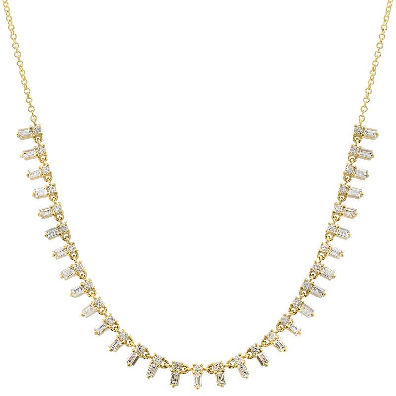 Dangling Baguette and Diamond Necklace