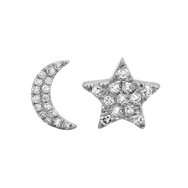 Moon and Star Diamond Earrigs