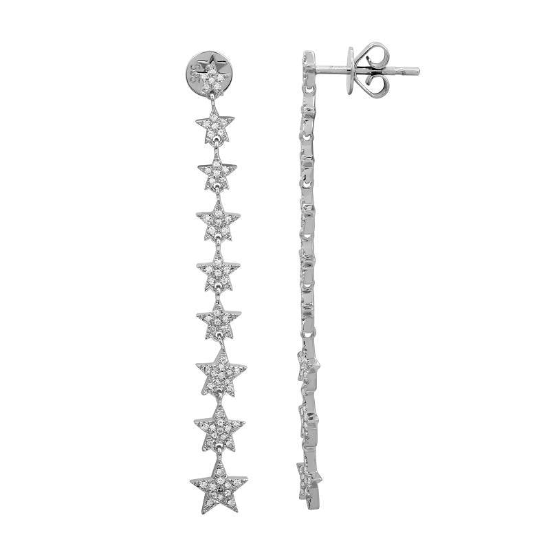 Long Star Diamond Earrings