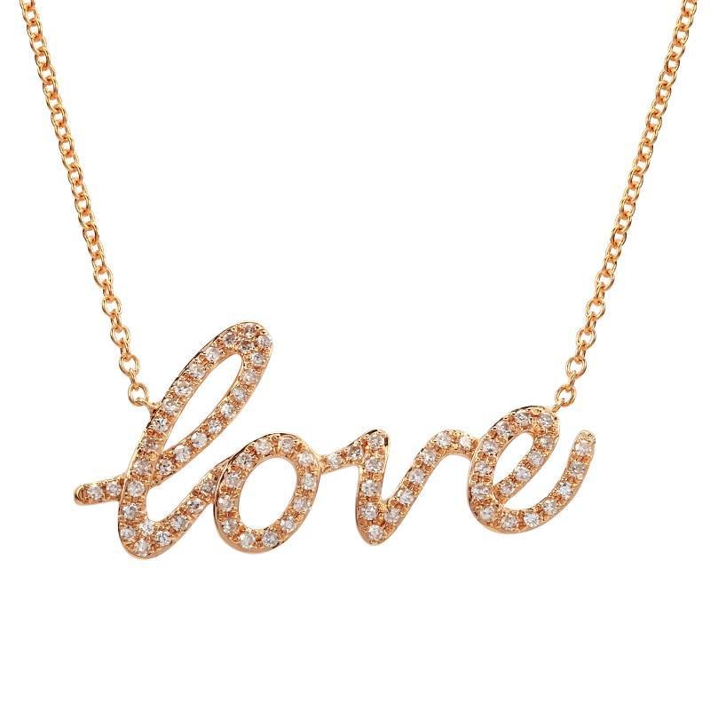 Diamond Love Script Necklace
