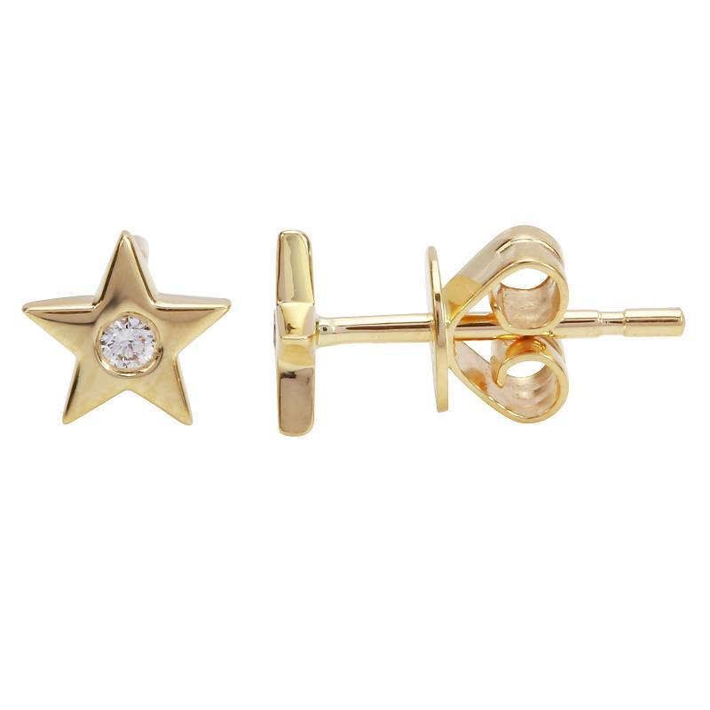 Gold & Diamond Star Earrings
