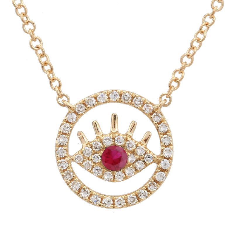 Gold Diamond Evil Eye Necklace