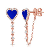 Diamonds and Lapiz Lazuli Heart Earrings