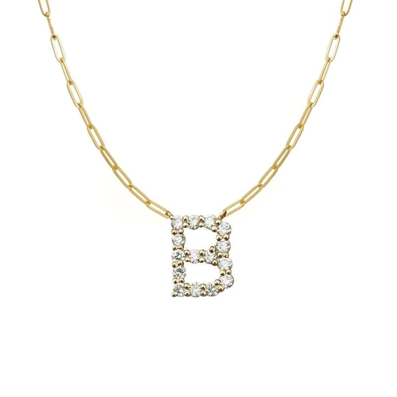 Diamond Initial Paperclip Necklace
