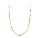 Two Tone Triple Diamond Link Paperclip Necklace