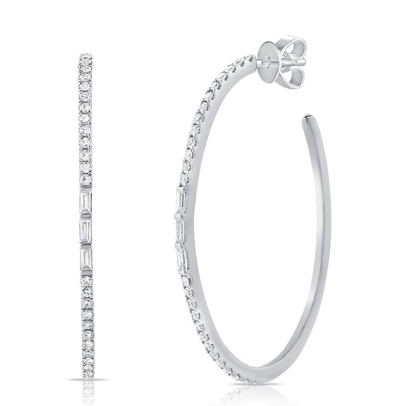 Diamond and Baguette Hoops