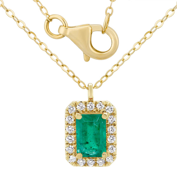 Gem Emerald Cut Diamond Outline Necklace