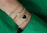 Gemstone Diamond Heart Paper Clip Bracelet