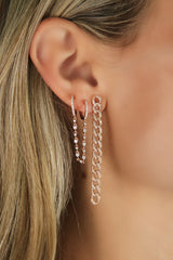 Double Huggie Diamond Chain Earring