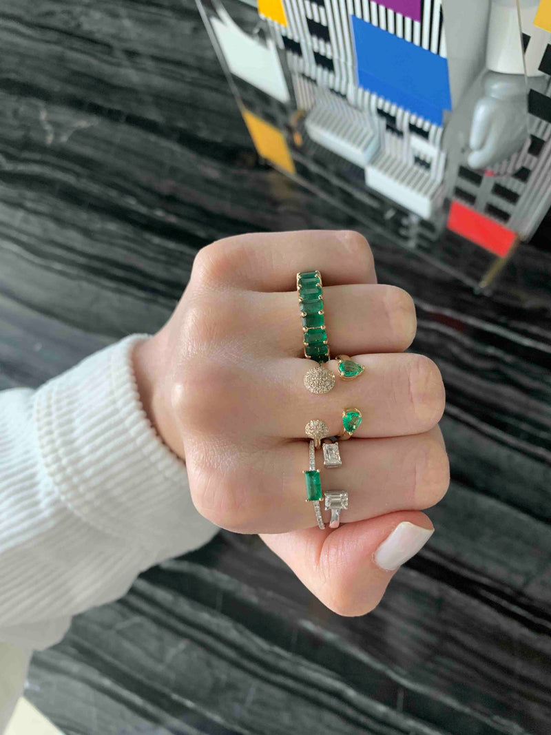 Emerald and Diamonds Stackable Ring