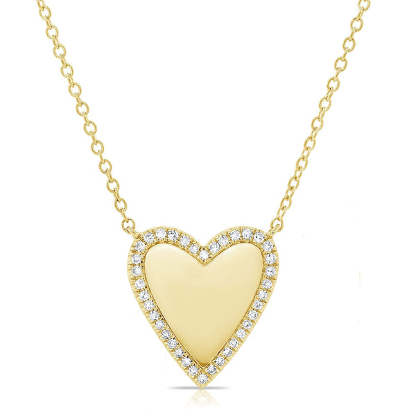 Gold and Diamond Outline Heart Necklace