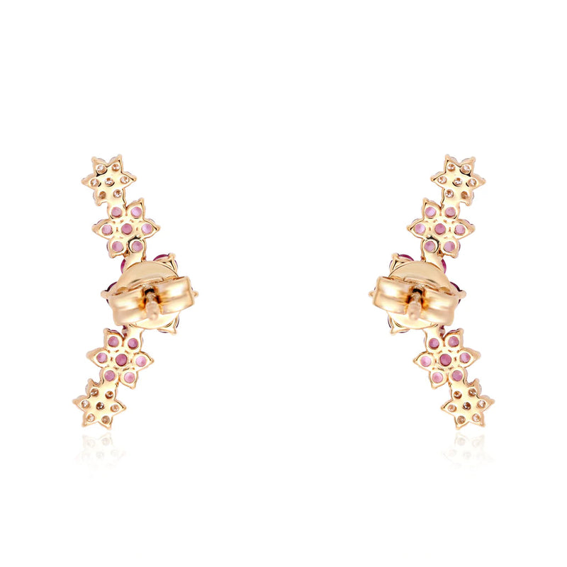 Pink Ombre Flower Crawlers PAIR Earrings