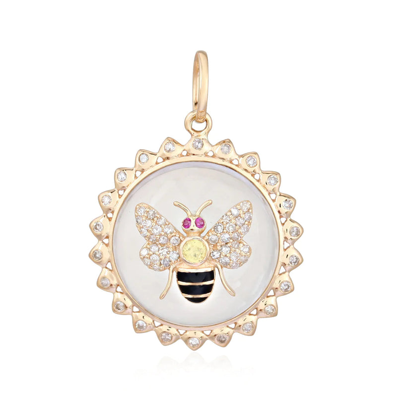 White Bee Medallion Charm