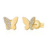 Diamond and Gold Butterfly Stud Earrings