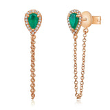 Emerald Hanging Chain Earrings