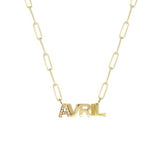 Pave Initial and Gold Name Necklace