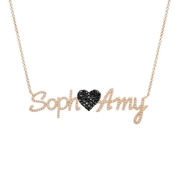 Pave Names and Heart Necklace