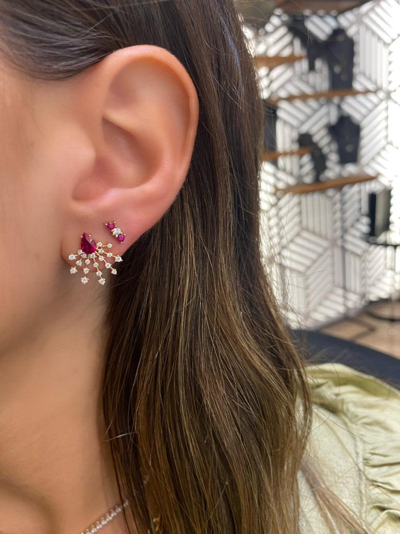 Ruby & Diamond Bar Earrings