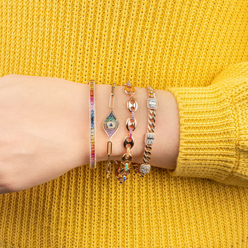 Rainbow and Gold Link Bracelet