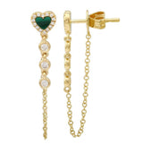 Gemstone Heart and Diamond Bezel Chain Piercing