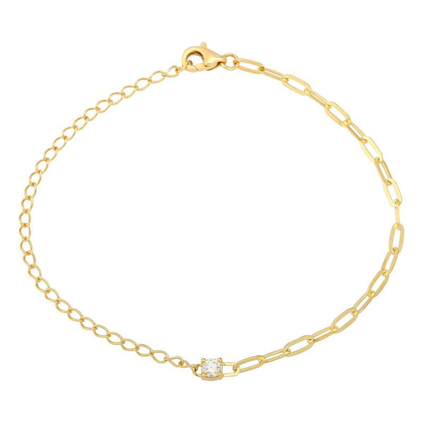 Gold Mixed Chain Gemstone Bracelet YG Diamond