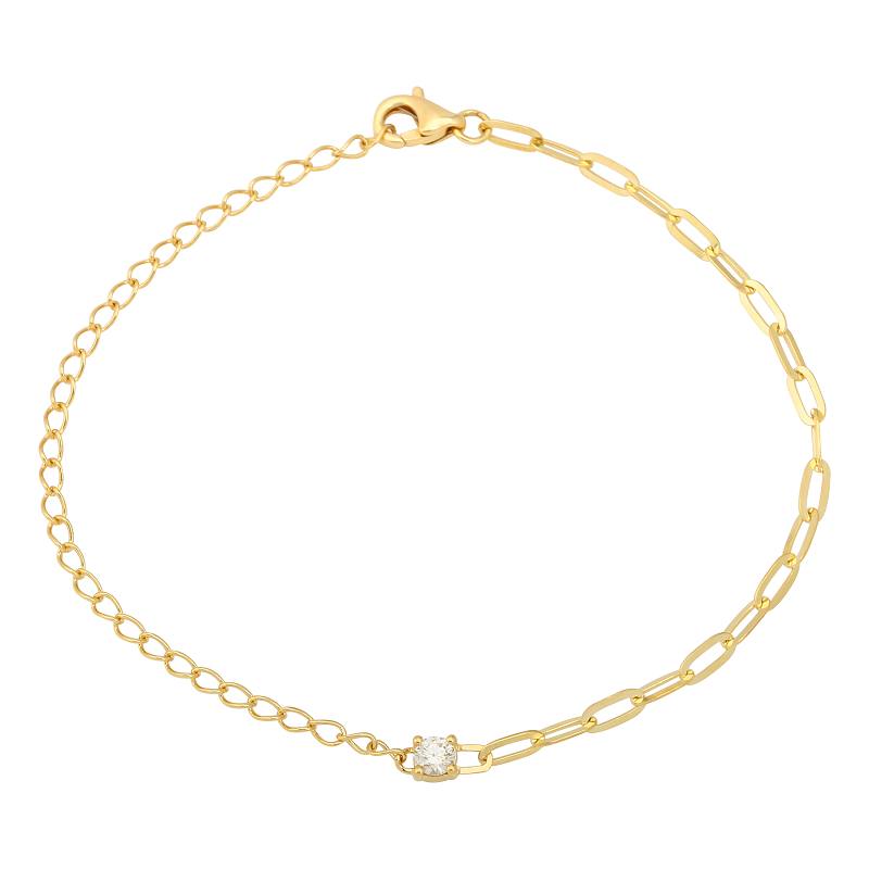 Gold Mixed Chain Gemstone Bracelet YG Diamond