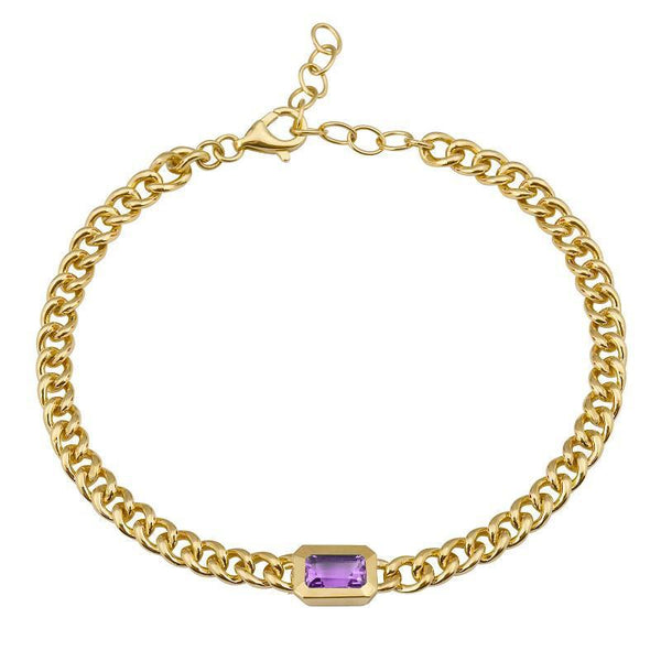 Gemstone Center Link Chain Bracelet