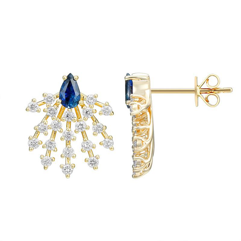 Modern Gemstone and Diamond Cluster Earrings